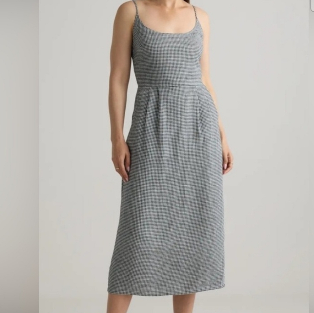 NWT QUINCE MIDI GINGHAM DRESS SIZE XS